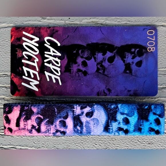 ZOX "CARPE NOCTEM" #708 blog release silver stitch SKULL collectible wristband - Picture 2 of 5